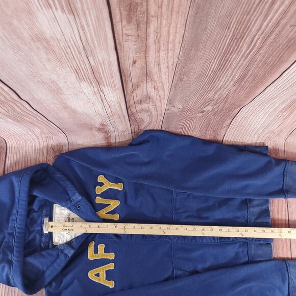 VTG Y2K Abercrombie & Fitch XL Muscle Blue Distressed Hoodie Button Front Jacket - Picture 16 of 16